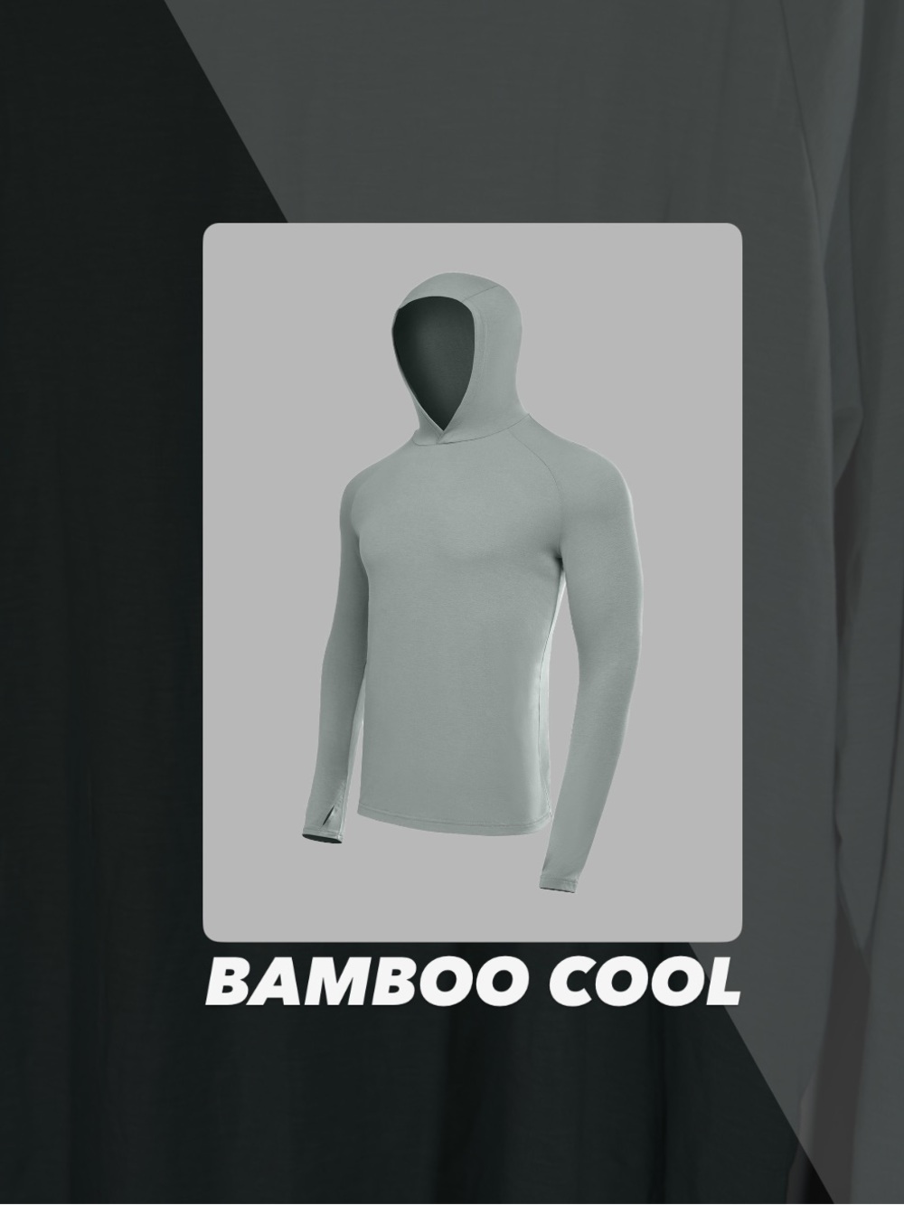 EUC Bamboo Cool Blue Grey Hooded Long Sleeve Tee